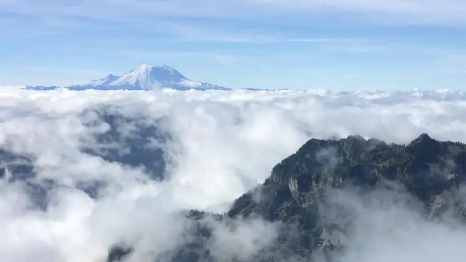 Mount Rainier With The Sun Hitting Its Flanks
